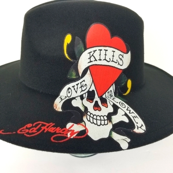 ED HARDY by Christian Audigier Unisex Fedora Hat - Rare - Picture 2 of 11